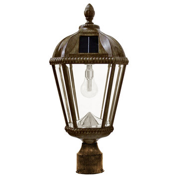 Royal Solar Light, With GS Solar LED Light Bulb, 3" Fitter, Weathered Bronze