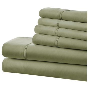 Becky Cameron Premium Ultra Soft Luxury 6-Piece Bed Sheet Set, Sage, Twin Xl