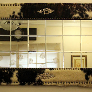Cow Hair Skin Beveled Rectangle Mirror Frame (68"x40")