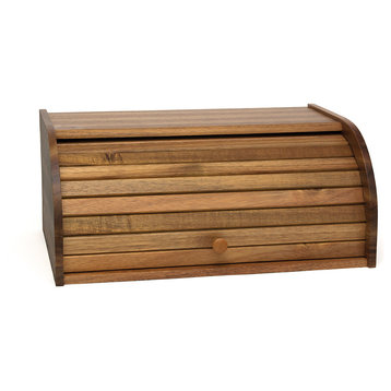 Lipper International Acacia Roll Top Bread Box