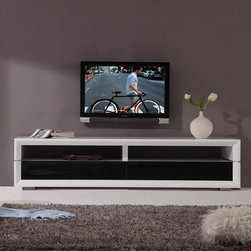 Executive Remix TV Stand in White High-Gloss & Stainless Steel - Entertainment Centers And Tv Stands