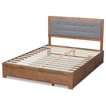 Baxton Studio Lene Walnut Finished Wood Full Size 3-Drawer Bed
