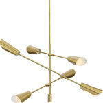 Progress Lighting - Cornett Collection 6-Light Contemporary Chandelier, Brushed Gold - Cornett trumpets its arrival on the scene with a blending of timeless modern design. The Six-Light Chandelier features dynamic angles finished in Brushed Gold, offering a dramatic counterpoint to the softly sculpted curves of the matching metal reflector shades. Light is directed out and downwards from its unique, curved construction.