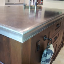 Zinc Island Counter Top After One Year Use Traditional Kitchen