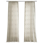 Half Price Drapes - Suez Natural Embroidered FauxLinen Sheer Curtain Single Panel, 50"x84" - HPD has redefined the construction of sheer curtains and panels. Our Embroidered Sheer Collection are unmatched in their quality. Each panel creates a beautiful diffusion of light. As a general rule, for proper fullness panels should measure 2-3 times the width of your window/opening.