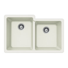 Houzer Quartztone 60/40 Double Bowl Undermount Sink, Cloud
