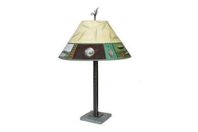 Table Lamp | Large Conical Shade in Twin Fish