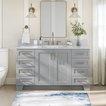 Ariel Taylor 61" Oval Sink Bath Vanity, Grey, 0.75" Carrara Marble