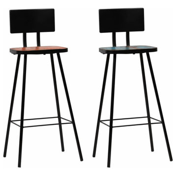 vidaXL Bar Stools Bar Seats Counter Height Stools 2 Pcs Solid Reclaimed Wood