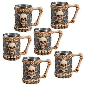 Skullduggery Tankard Mugs, Set of 6