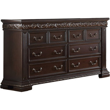 Best Master Furniture Africa 66.5" 8 Drawer Solid Wood Dresser in Dark Cherry