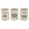 Set of 3 White Porcelain Farmhouse Decorative Jar, 6" x 8" 74699