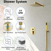 10" Wall Mounted Rainfall Shower Head With High Pressure Hand Shower, Brushed Gold, 10 Inches