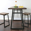 LumiSource Geo Counter Stool, Black With Brown Wood Seat, Set of 2