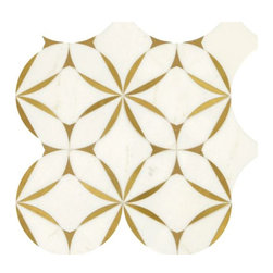 Dal-Tile Lavaliere Thassos White and Brass Polished 8" x 8" Natural Stone Mosaic - Mosaic Tile