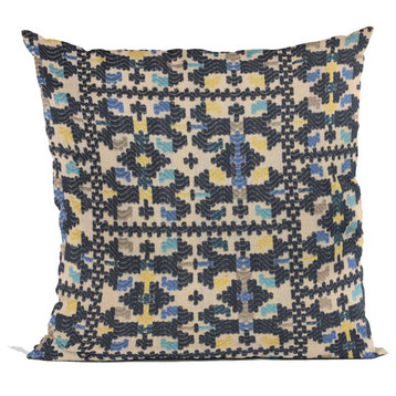 Plutus Blue Morocco Damask Luxury Throw Pillow, 18"x18"
