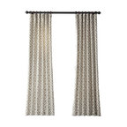 Martinique Taupe Printed Cotton Curtain Single Panel, 50"x96"