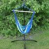 Brazilian Hammock Chair With Universal Chair Stand, Blue & Green Stripes