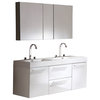 Fresca Opulento White Double Sink Vanity w/ Medicine Cabinet