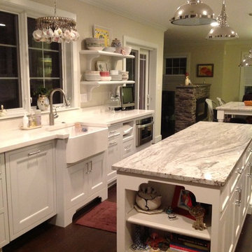 Upcycled Teacup and Spoon Chandelier in Eclectic Kitchen