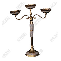 CANDLE STAND MOP 3 LIGHT GOLD POLISHED - Candle Holders & Candelabra