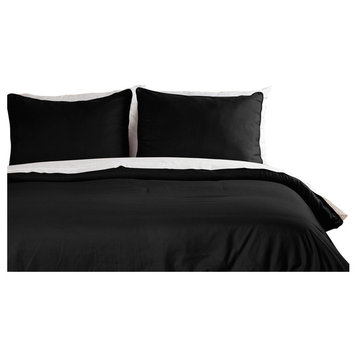 Lotus Home Water and Stain Resistant Duvet Cover Mini Set, Black, Twin