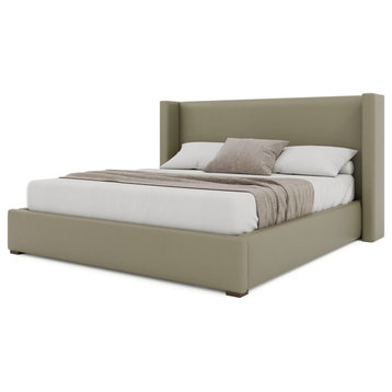 Aylet Plain Eco-Leather Low Bed, Stone, King