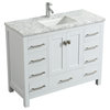 Eviva London 48" Transitional White  vanity with white Carrara marble countertop