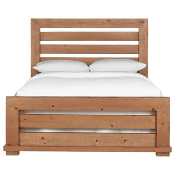 Willow Complete Bed, Distressed Pine, Queen, Slat Bed