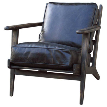Brooks Lounge Chair, Black Wash Weathered