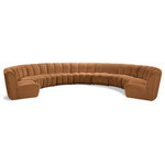Meridian Furniture - Infinity Channel Tufted Velvet Modular Chair, Saddle, 9 Piece - Create a seating group that works for every possible situation with this Infinity modular 9-piece sectional and other pieces in the Infinity collection. Upholstered in soft Saddle velvet material that feels great against the skin and offers long-wearing beauty, this piece fits with other Infinity items for an infinite number of combinations that get your seating requirements just right but that look just as nice when used on their own.