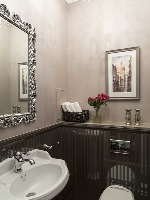 Klassische Gästetoilette & Gäste-WC mit rosa Wandfarbe: Ideen für