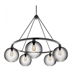 E27 Glass Wagon Wheel Chandelier Lamp 6 Lights - Chandeliers