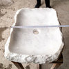 Carrara Marble Rustic Natural Stone Vessel Sink Hand Chiseled Exterior