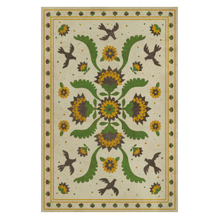 Vinyl Floorcloth - Williamsburg Applique - The Greenest Dells (size options)