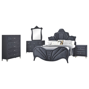 Dante Queen Bed, Gray Velvet