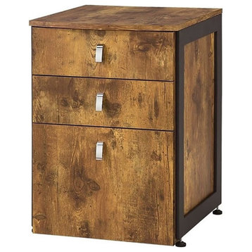 Coaster Estrella 3-Drawer Wood File Cabinet Antique Nutmeg and Gunmetal