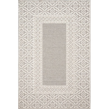 Loloi Cole Col-05 Bordered Rug, Gray and Ivory, 2'1"x3'4"