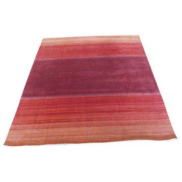 8'3x9'9 Handmade Red Orange Gabbeh Modern Oriental Rug
