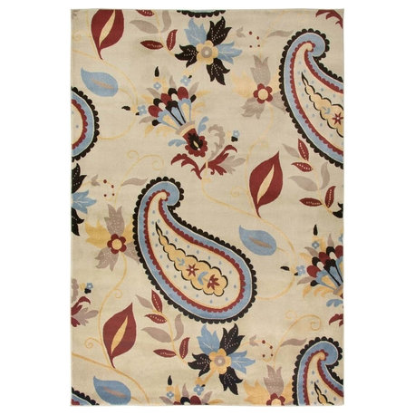 Bay Side BS3570 Multi-Colored Paisley Area Rug, Rectangular 3'3"x5'3"