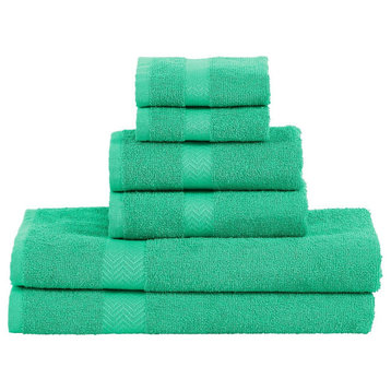 6 Piece Ultra Soft Washcloth Bath Towel Set, Turquoise