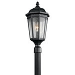 Kichler - Outdoor Post Mount 1-Light, Textured Black/Etched Seedy Glass - Uncluttered and traditional, this 1 light outdoor mounted post from the Courtyard collection adds the warmth of a secluded terrace to any patio or porch. Featuring a Textured Black finish and Etched Seedy Glass, this design will elevate and enhance any space.