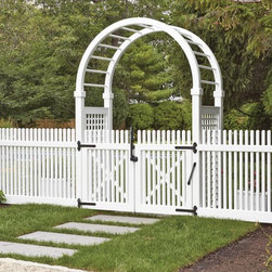 Chestnut Hill Fence with Spindle Top Arbor - Pergolas