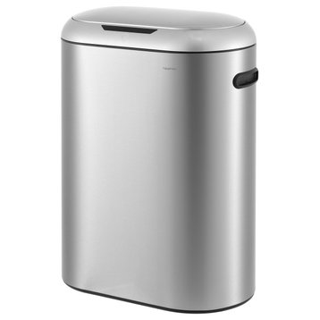 13.2-Gallon Slim Oval Motion Sensor Touchless Trash Can, Touch Mode, Silver