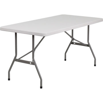 5-Foot Granite White Plastic Folding Table