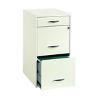 Space Solutions Metal 3 Drawer File Cabinet with Pencil Drawer Pearl White