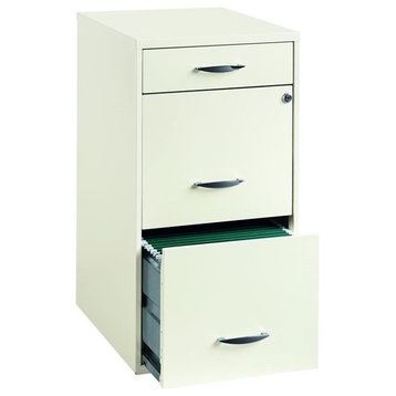 Space Solutions Metal 3 Drawer File Cabinet with Pencil Drawer Pearl White