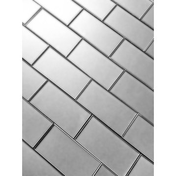 Forever 3 in x 6 in Glass Subway Tile in Matte Eternal Silver