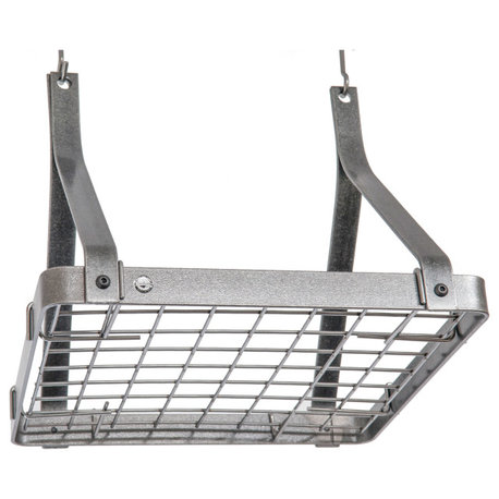 Handcrafted Classic Decor Square Ceiling Rack w 6 Hooks Hammered Steel