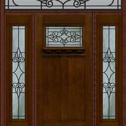 Prehung Sidelights-Transom Door 80 Fiberglass Salento Craftsman - Front Doors